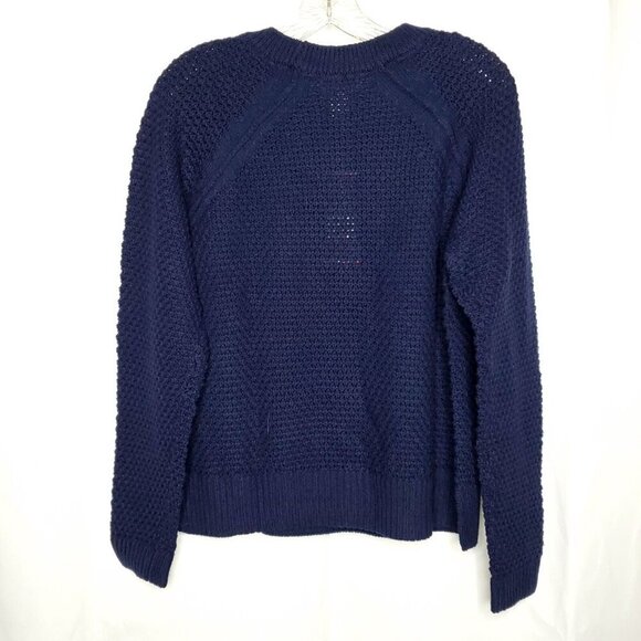 Gap Womens Sweater XS Navy Blue Raglan Sleeve Waffle Weave Preppy NEW - Picture 2 of 6